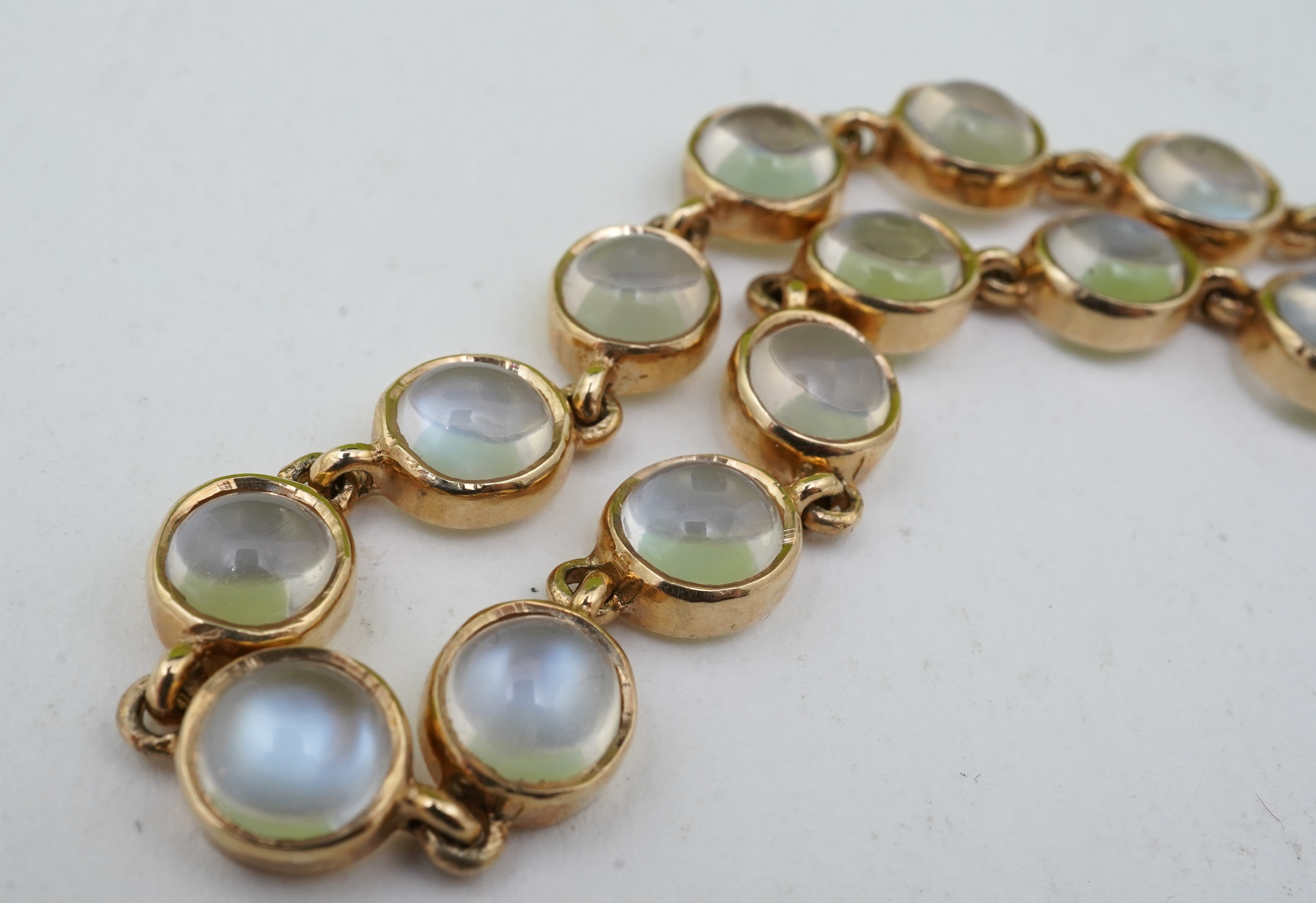 A moonstone necklace and bracelet, 19th century and later
